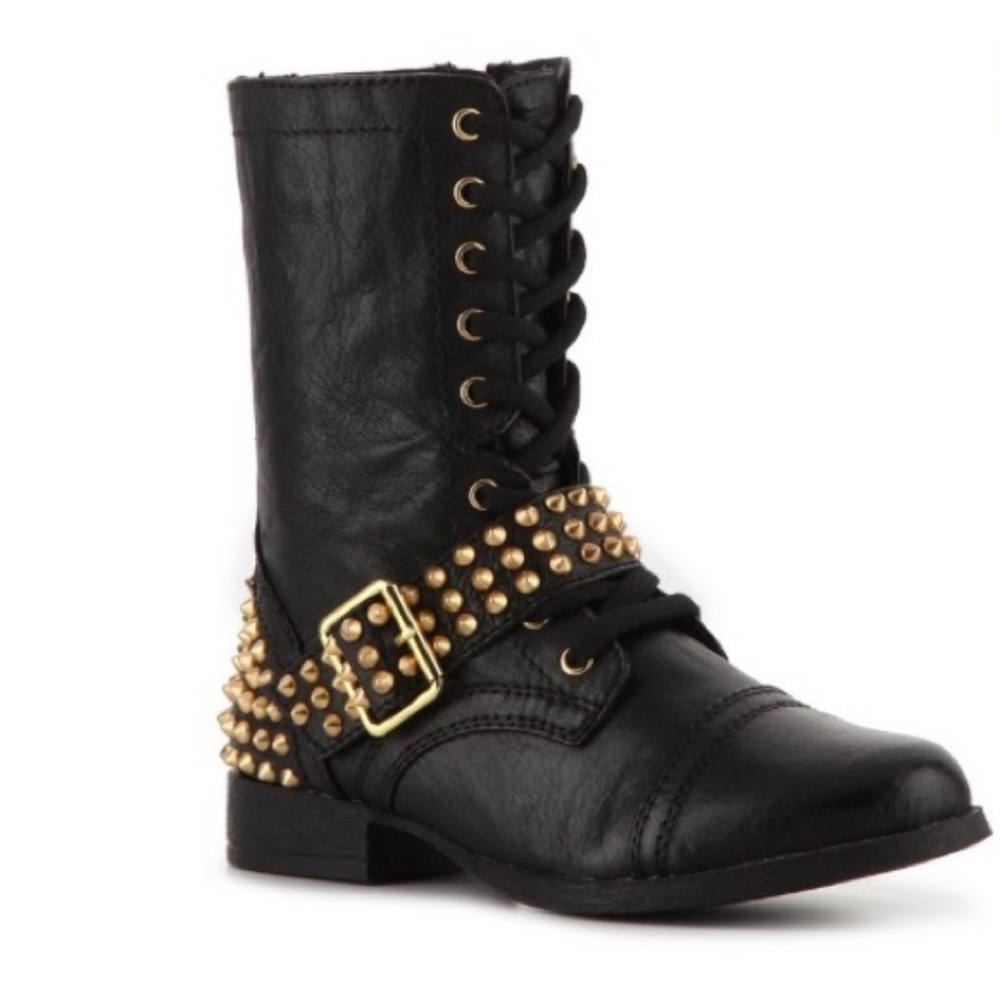 STEVE MADDEN TERNN GOLD STUDDED BOOTS 7.5